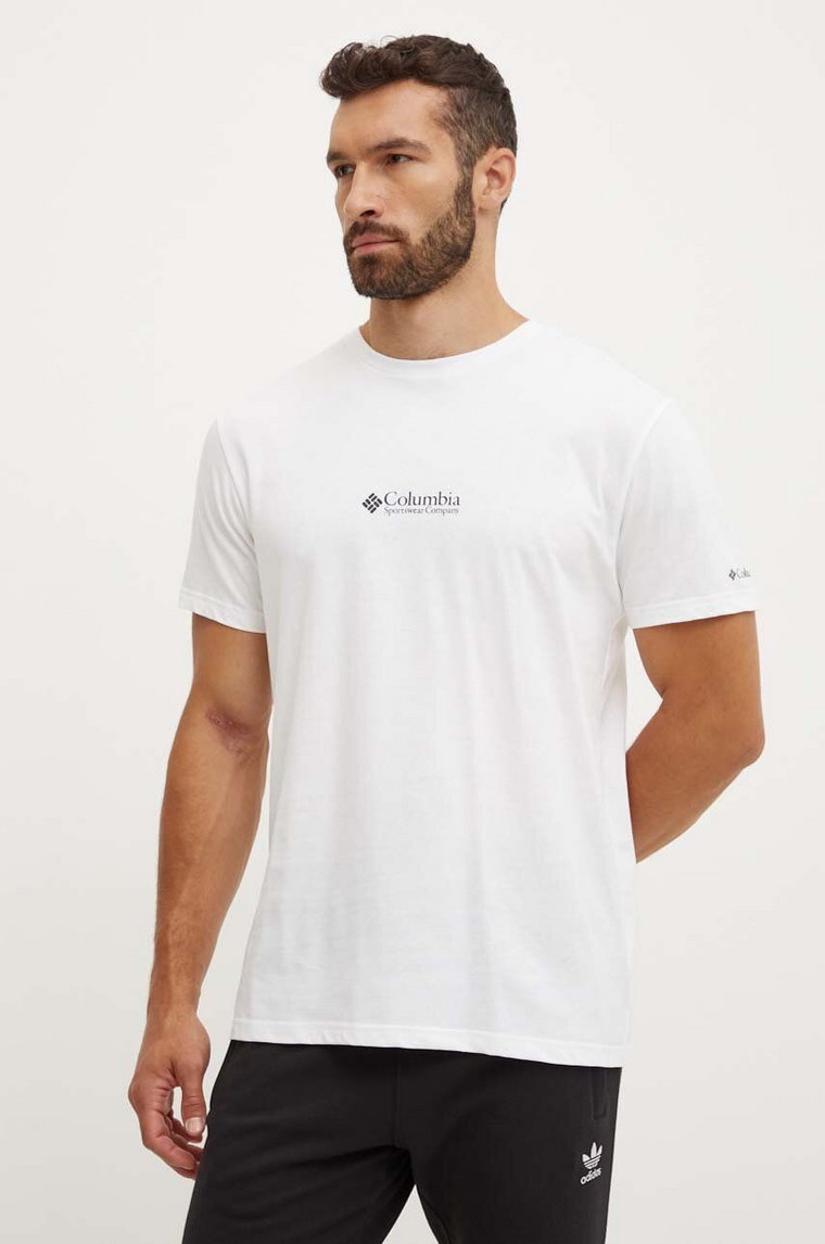 Columbia t-shirt męski kolor biały z nadrukiem