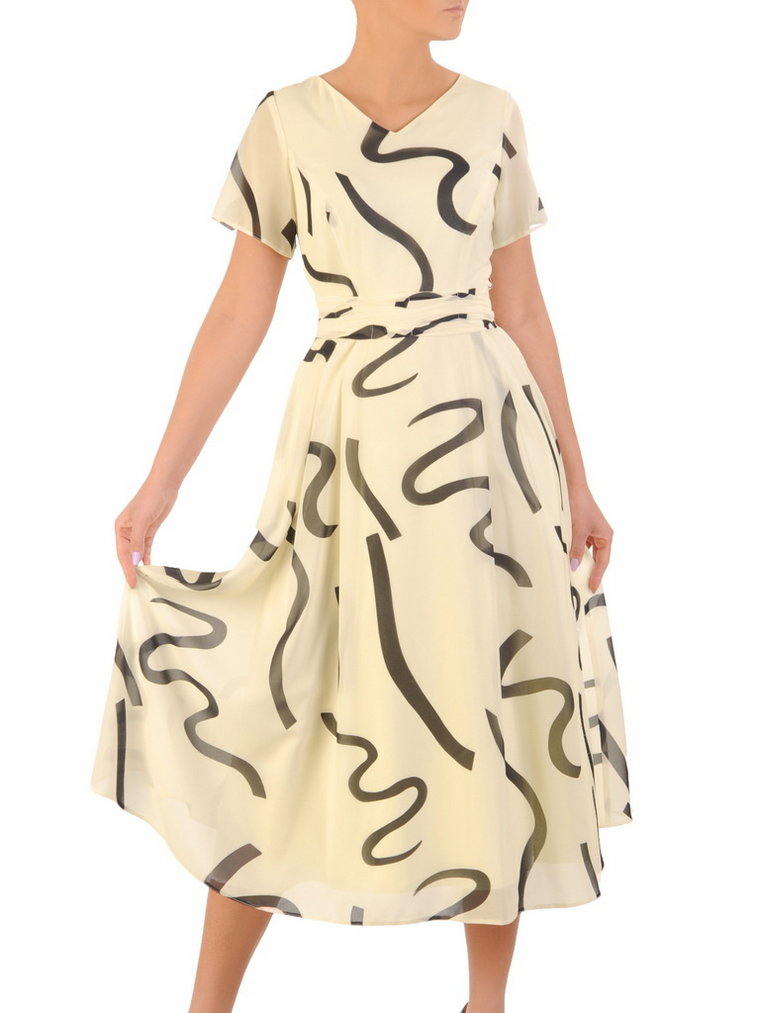 Sukienka z szyfonu, zwiewna kreacja wyjściowa 33164