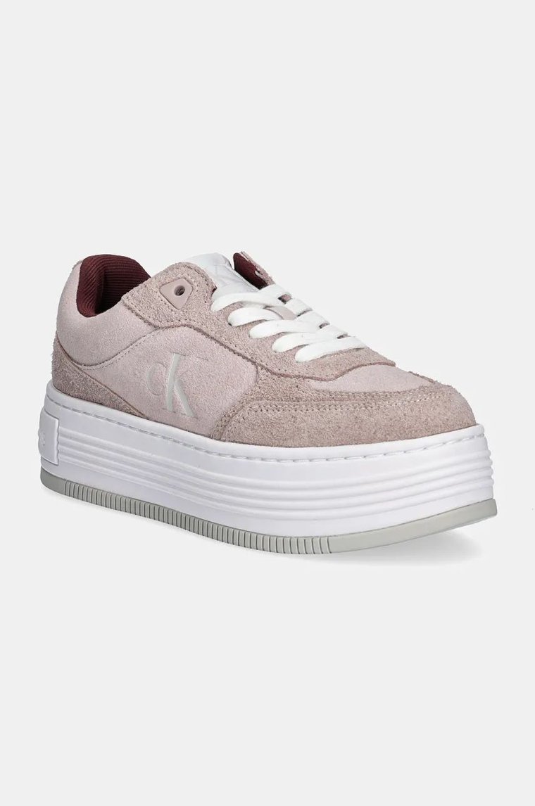 Calvin Klein Jeans sneakersy zamszowe BOLD PLATF LACEUP LOW MG SUEDE kolor różowy YW0YW01575