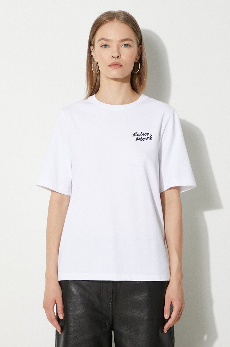 Maison Kitsuné t-shirt bawełniany Handwriting Comfort damski kolor biały MW00126KJ0119