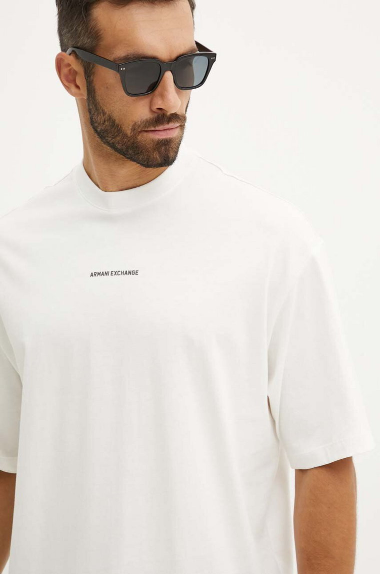 Armani Exchange t-shirt bawełniany męski kolor biały z nadrukiem 6DZTLS ZJLFZ