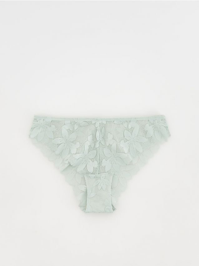 Reserved - Koronkowe majtki bikini - jasnozielony