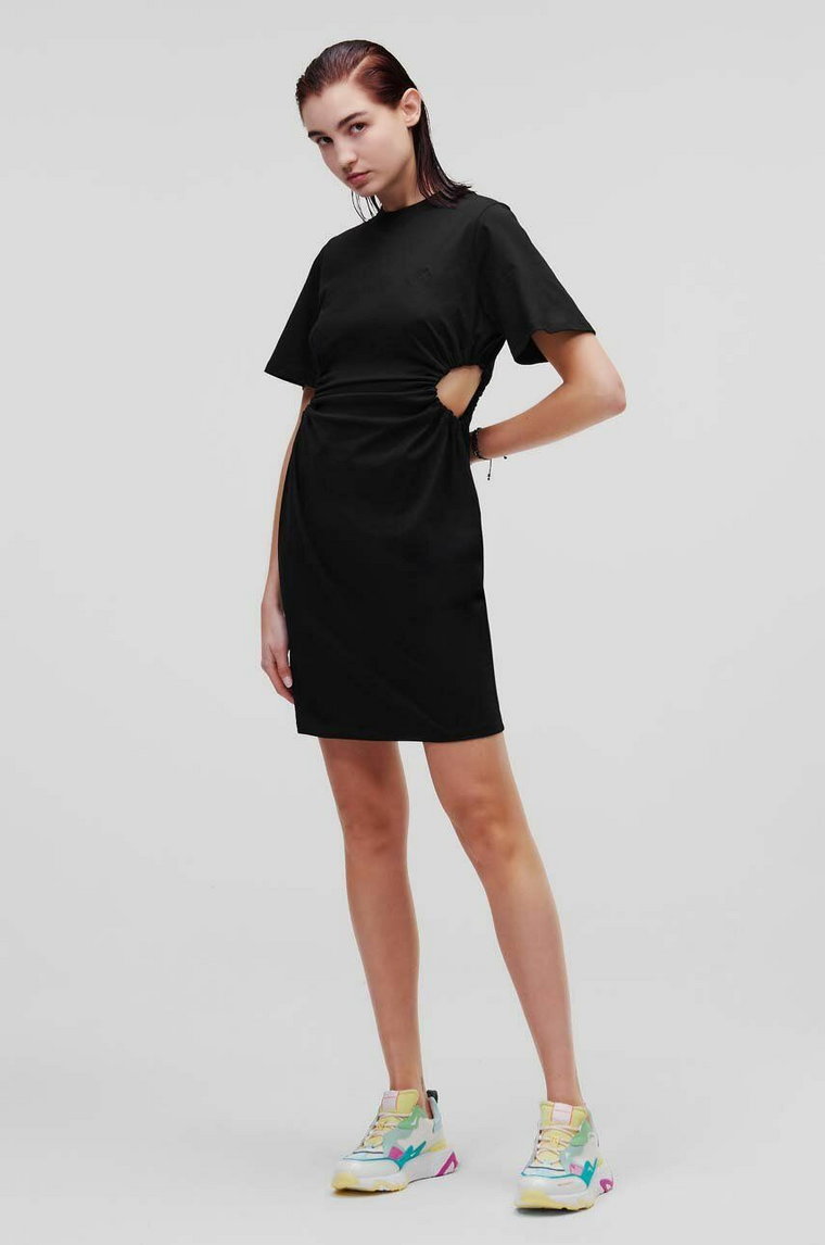 Karl Lagerfeld sukienka bawełniana kolor czarny mini dopasowana