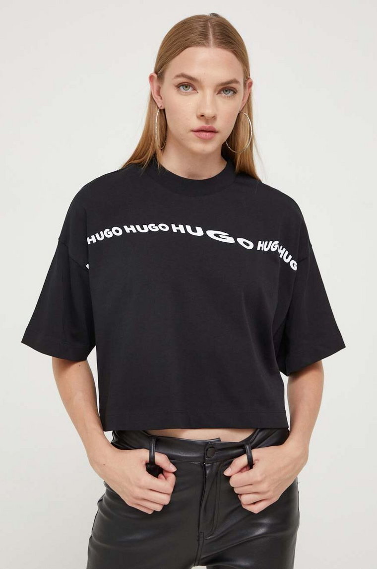 HUGO t-shirt bawełniany kolor czarny