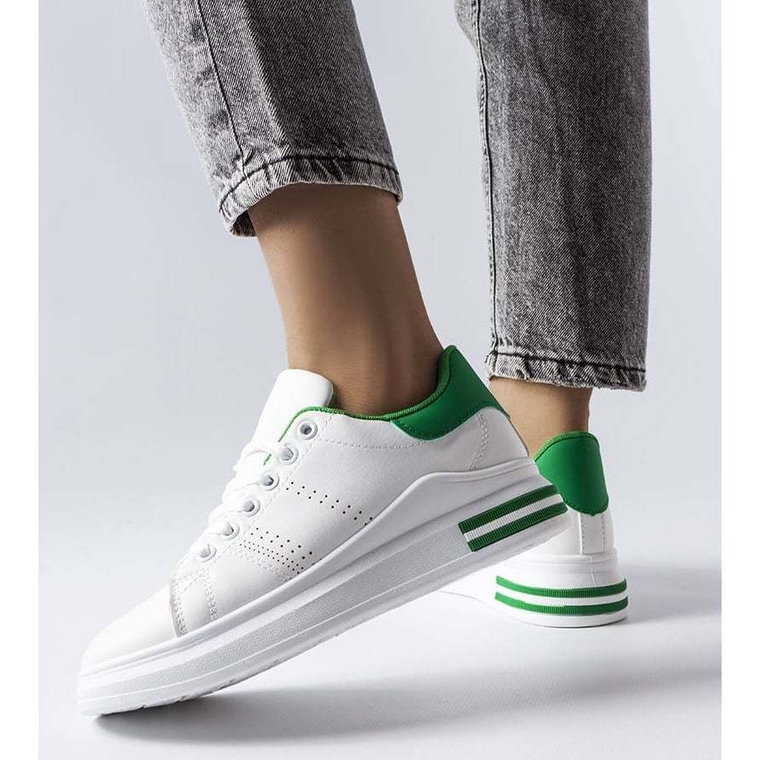 Białe sneakersy z zielonym akcentem Davisson