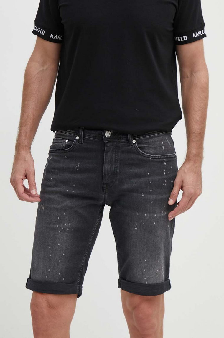 Karl Lagerfeld szorty jeansowe męskie kolor czarny