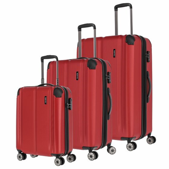 Travelite City 4-Wheel Suitcase Set 3szt. rot
