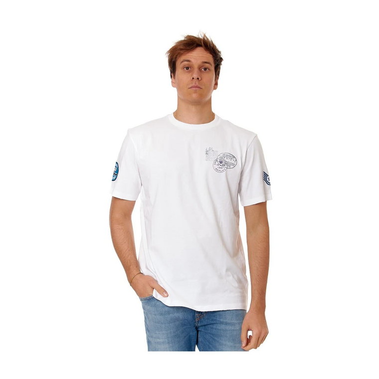 Kolorowy Bawełniany T-shirt z Okrągłym Dekoltem Replay