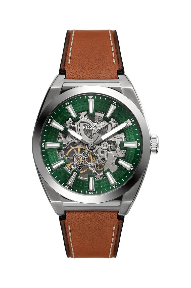 Fossil zegarek EVERETT AUTOMATIC SKELETON męski kolor brązowy ME3261