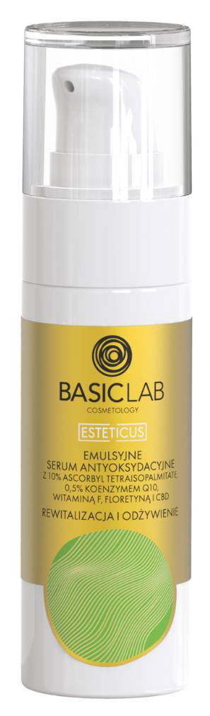BasicLab Esteticus Emulsyjne serum antyoksydacyjne 10% ascorbyl tetraisopalmitate, 0,5% koenzym Q10