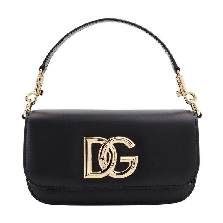 Skórzana torba na ramię z metalowym monogramem Dolce & Gabbana