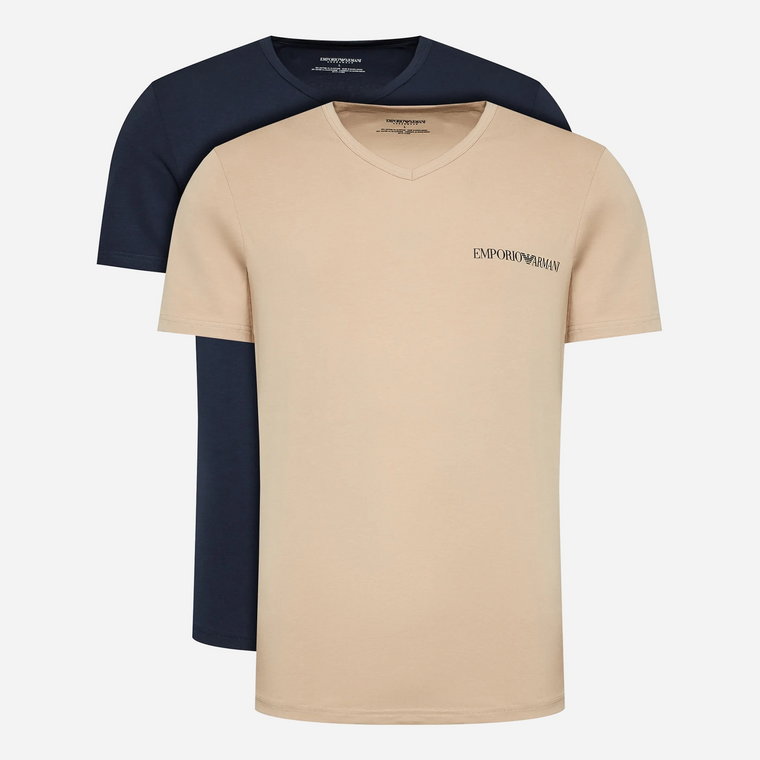 Zestaw koszulek męskich bawełnianych Emporio Armani 3F717111849-11350 L 2 szt Niebieski/Beżowy (8057767239602). T-shirty męskie