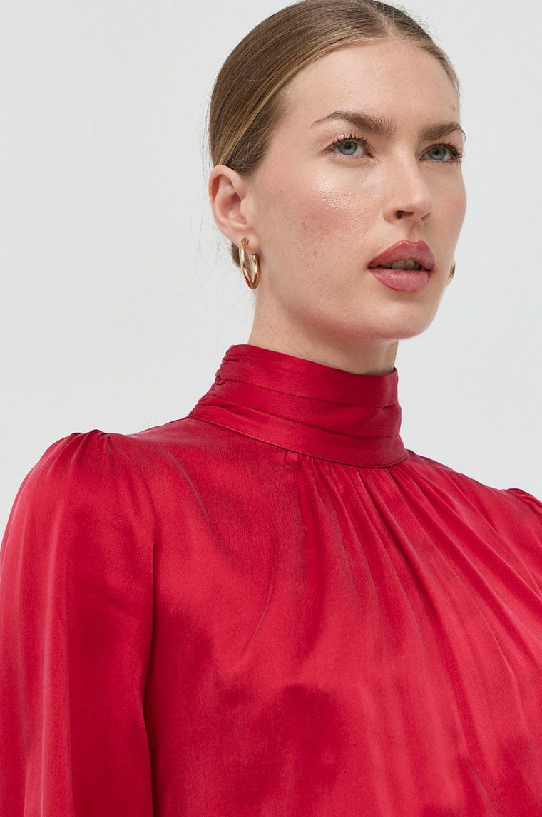 Elisabetta Franchi bluzka jedwabna damska kolor czerwony gładka