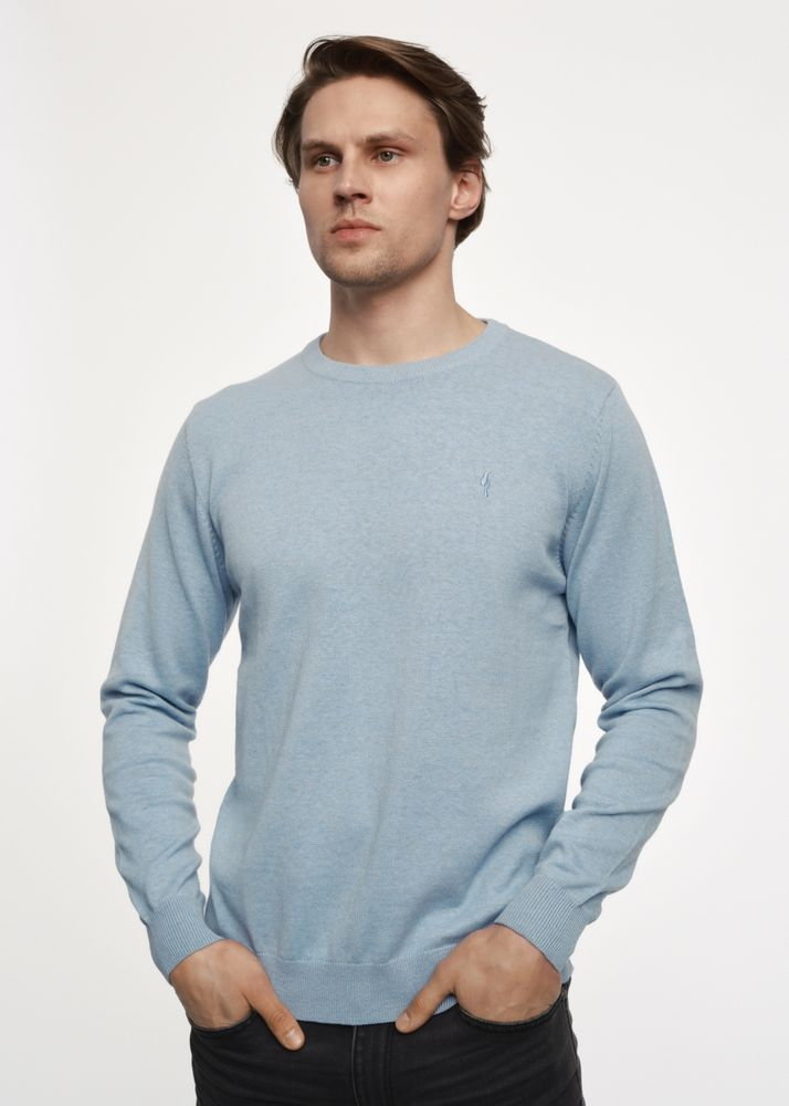 Jasnoniebieski sweter męski z logo