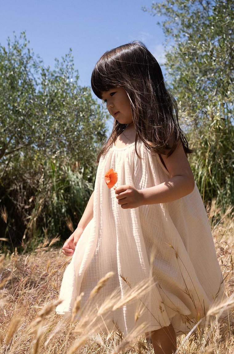 Konges Sløjd sukienka bawełniana dziecięca kolor pomarańczowy mini rozkloszowana