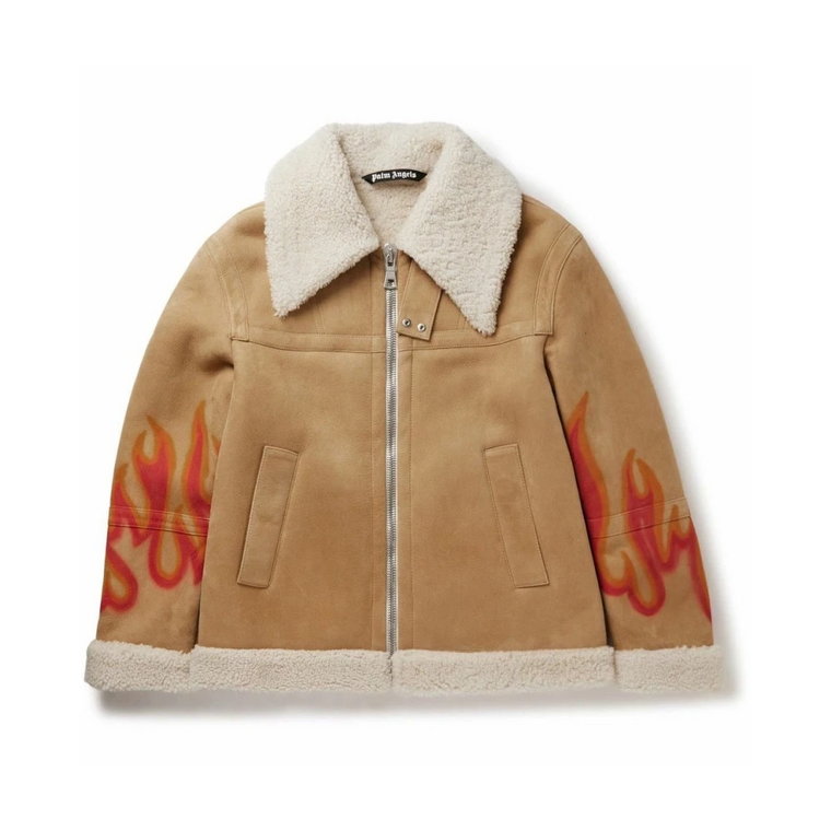 Kurtka Burning - Shearling i Zamsz Palm Angels