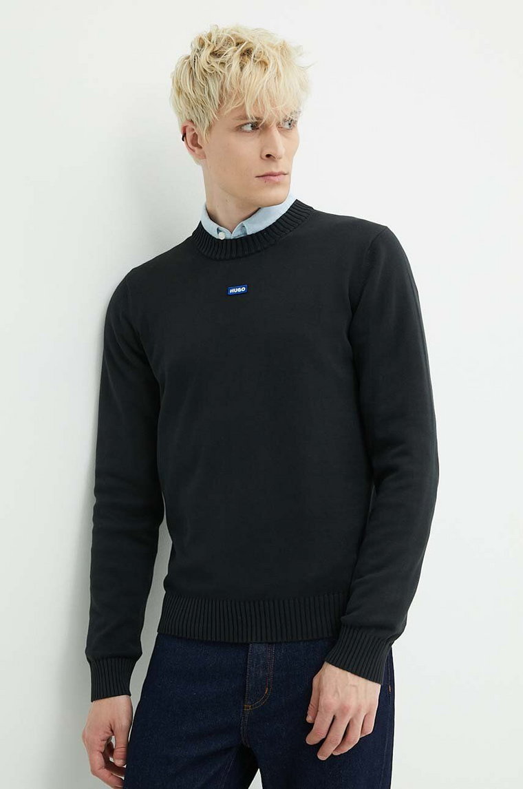 Hugo Blue sweter bawełniany kolor czarny lekki 50514698