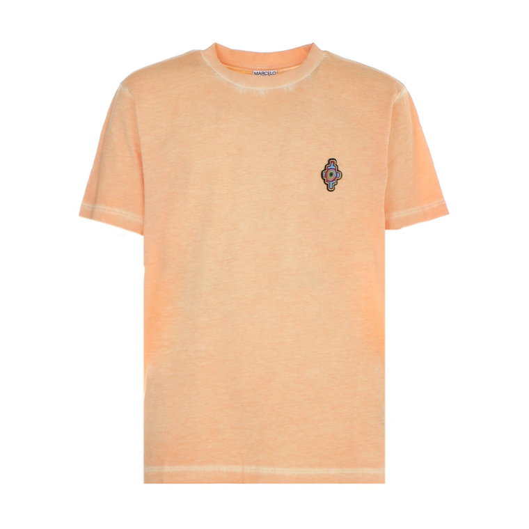 Vibrant Orange Cross Print T-shirt Marcelo Burlon