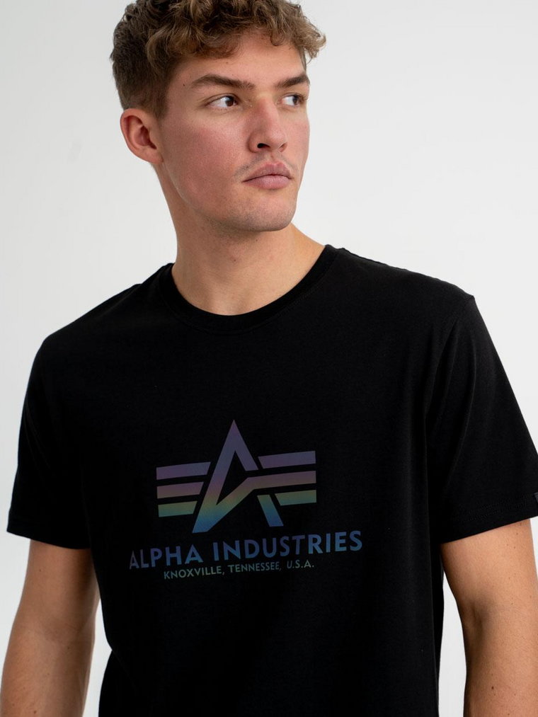 Koszulka Z Krótkim Rękawem Męska Czarna Alpha Industries Basic T Rainbow Ref.