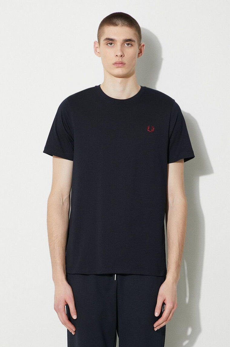 Fred Perry t-shirt bawełniany Crew Neck T-Shirt męski kolor granatowy z aplikacją M1600.V73