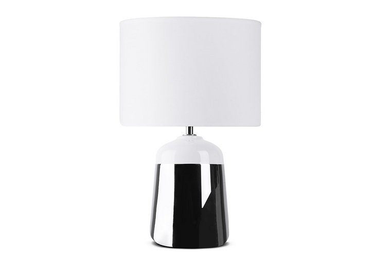 Lampa stołowa VENO srebrny/biały, Ø 22, h36,5, ceramika/tkanina