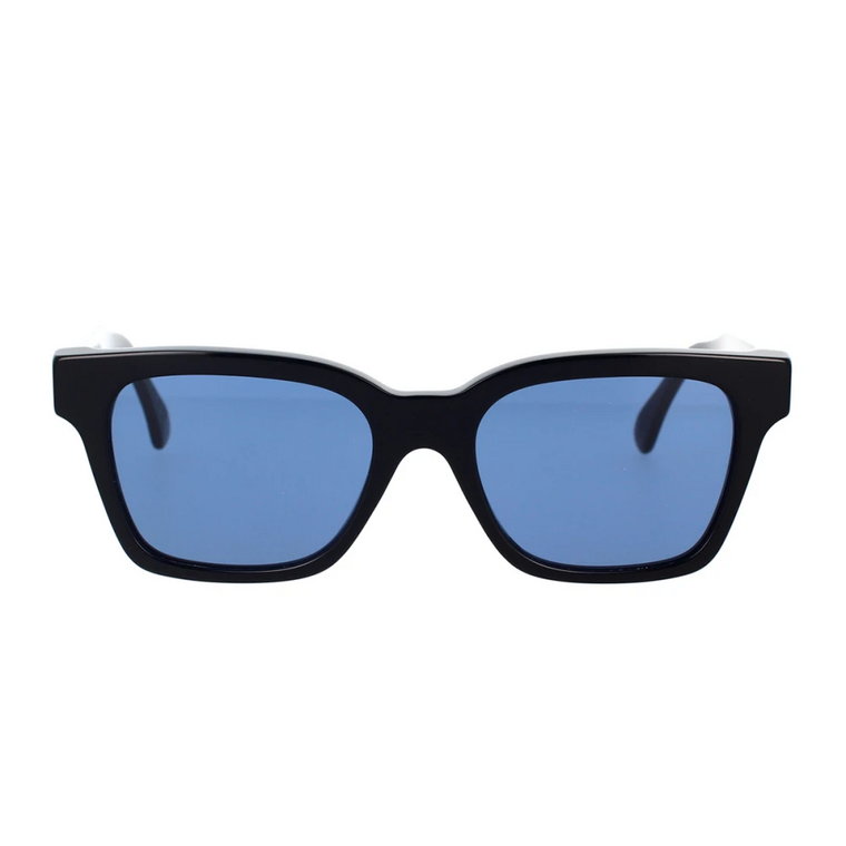 Ciemnoniebieskie kwadratowe okulary przeciwsłoneczne z złotymi akcentami Retrosuperfuture