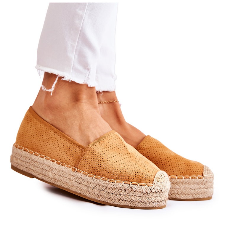 PG1 Damskie Espadryle Na Platformie Camel Marise brązowe