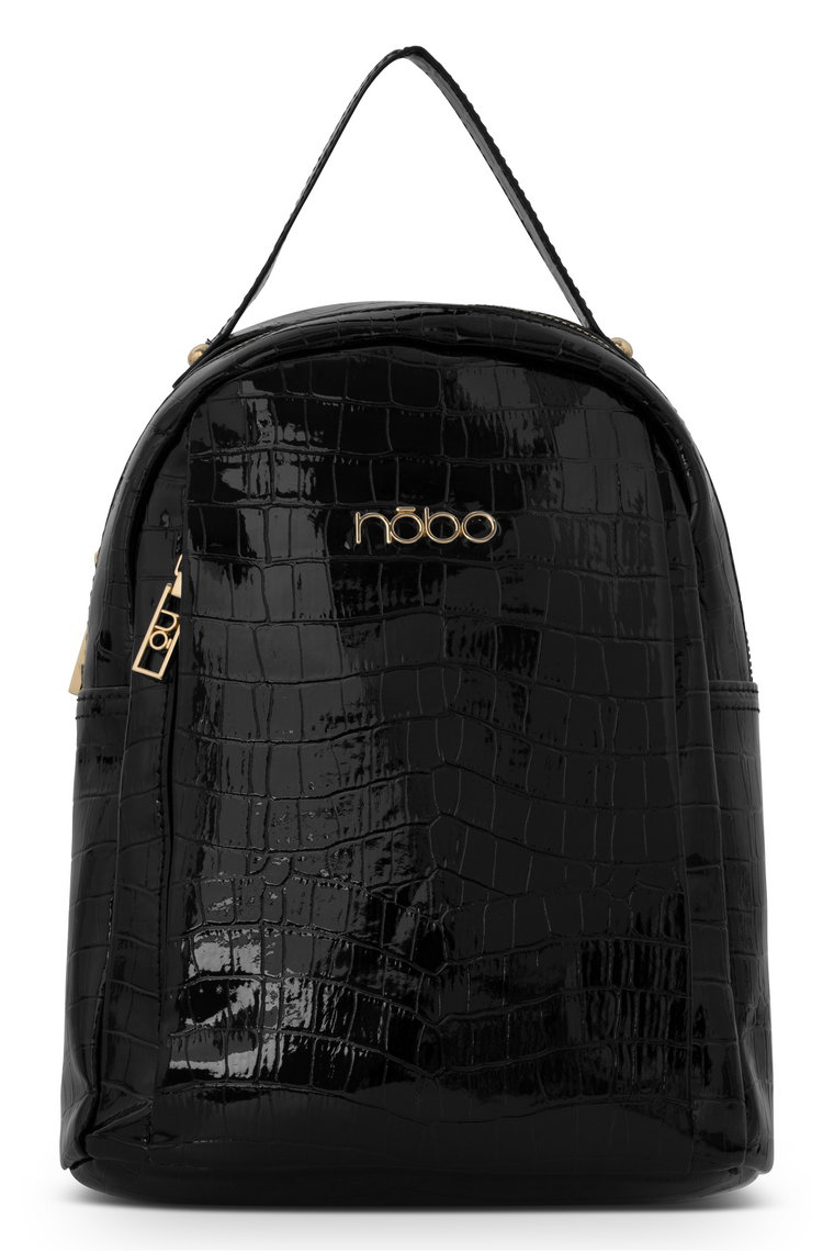 Plecak Nobo na łańcuszku lakierowane croco czarny