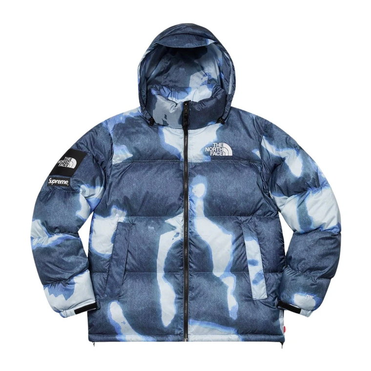 Bleached Denim Print Nuptse Kurtka Supreme