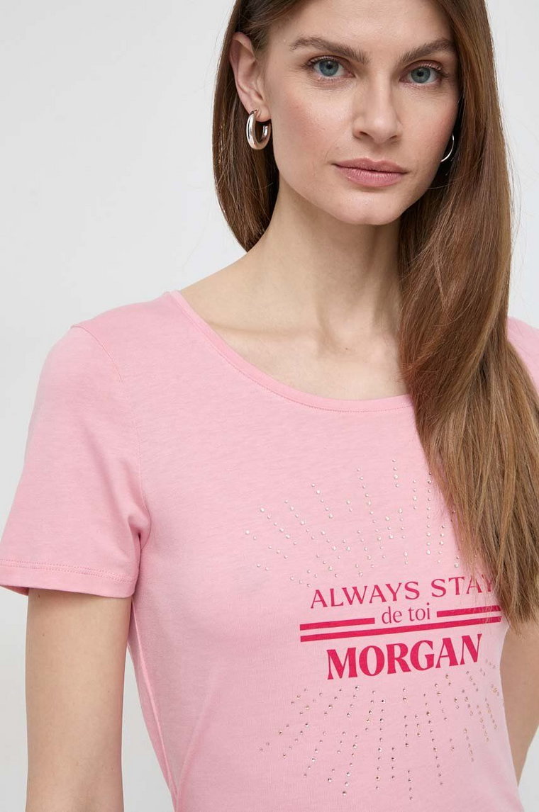 Morgan t-shirt damski kolor różowy