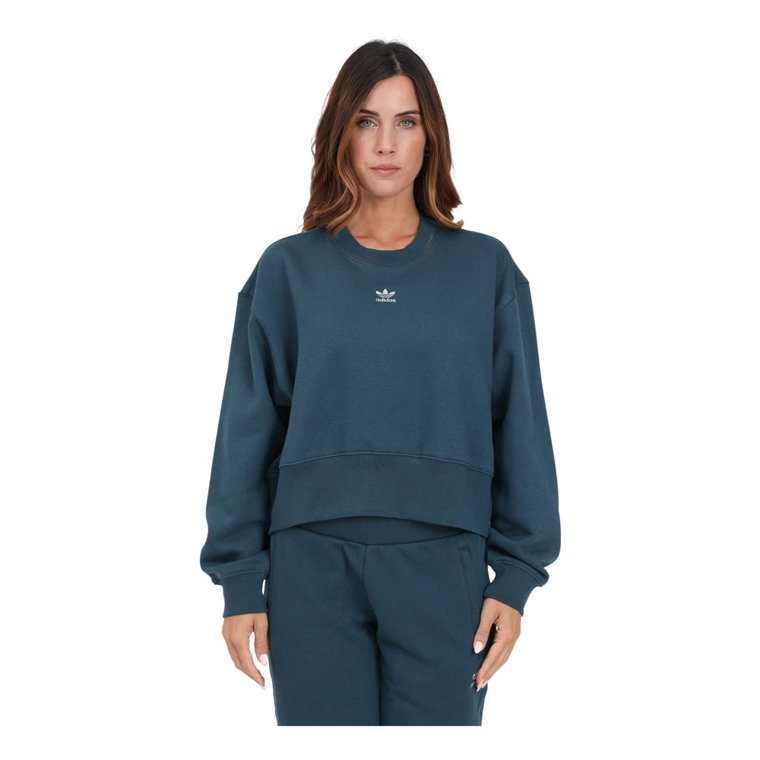 Zielony Oversize'owy Sweter z Haftowanym Logo Adidas Originals