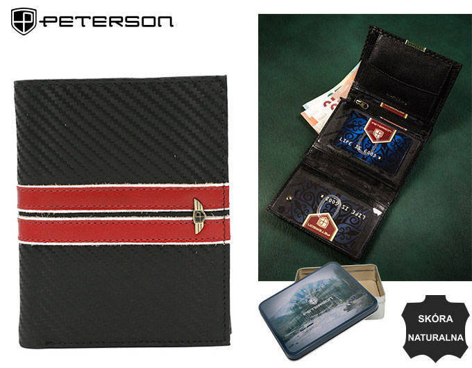 Duży, skórzany portfel męski bez zapięcia  Peterson