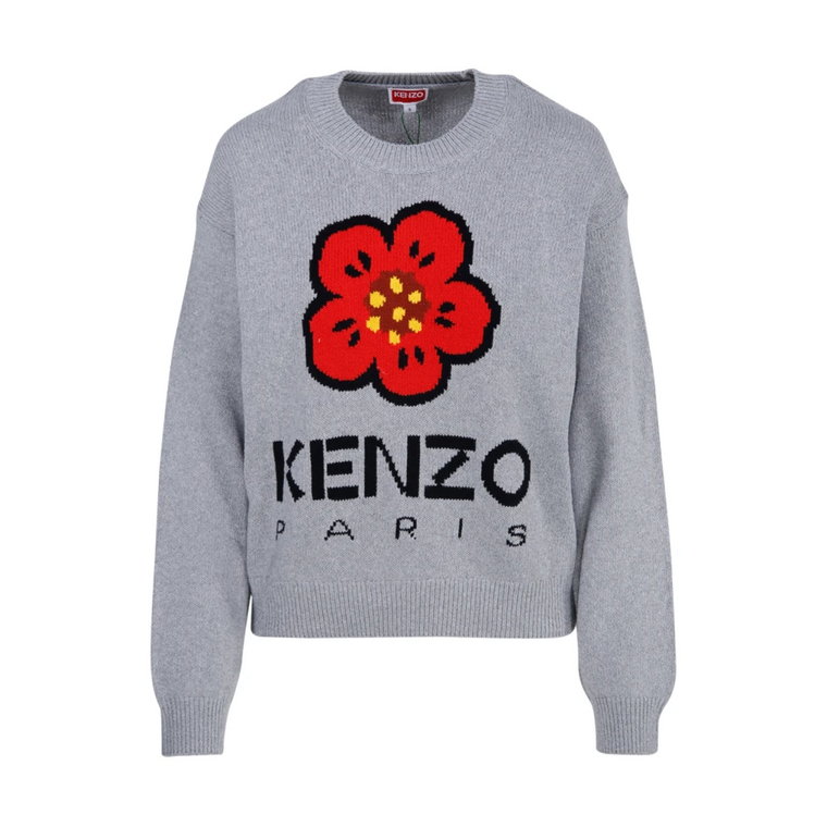 Wygodny sweter w perłowym szarym Kenzo