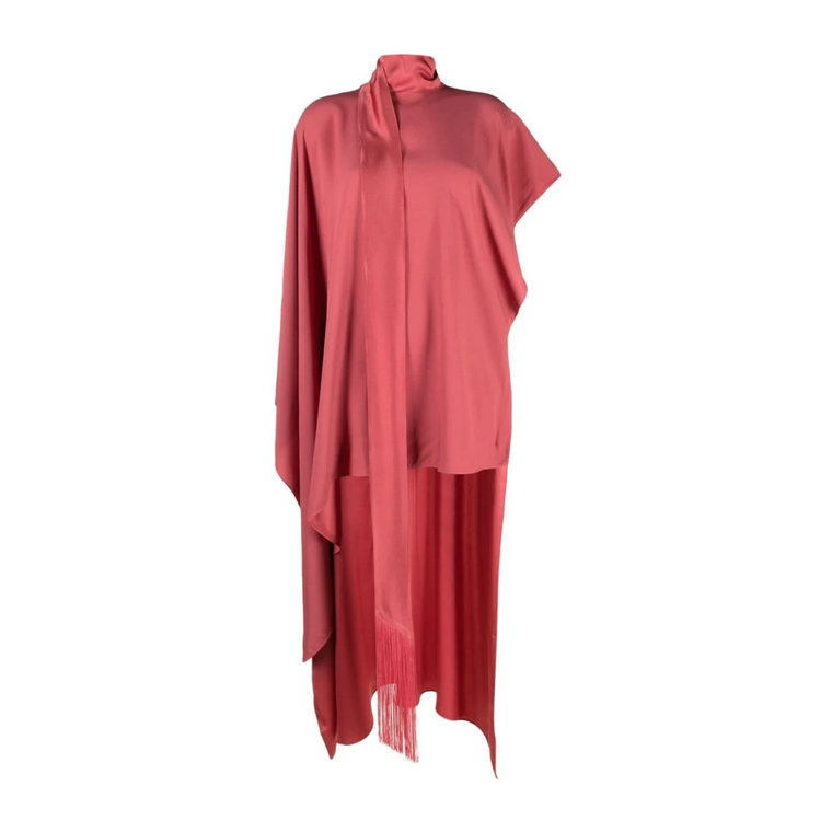 Blush Pink Asymetryczna Kaftan z Frędzlami Taller Marmo