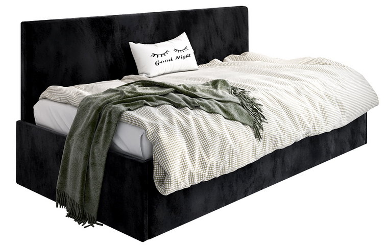 Czarne tapicerowane łóżko z pojemnikiem Somma 4X - 3 rozmiary