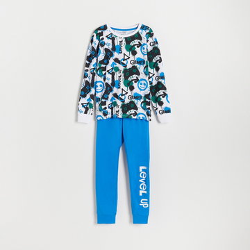 Reserved - Dwuczęściowa piżama z nadrukiem - Niebieski