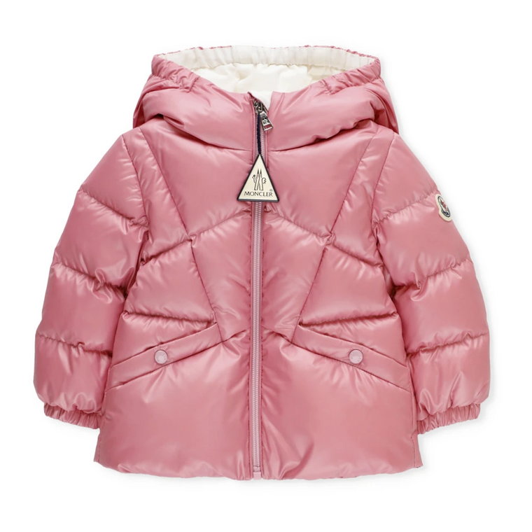 Różowa pikowana kurtka puchowa dla dziewcząt Moncler