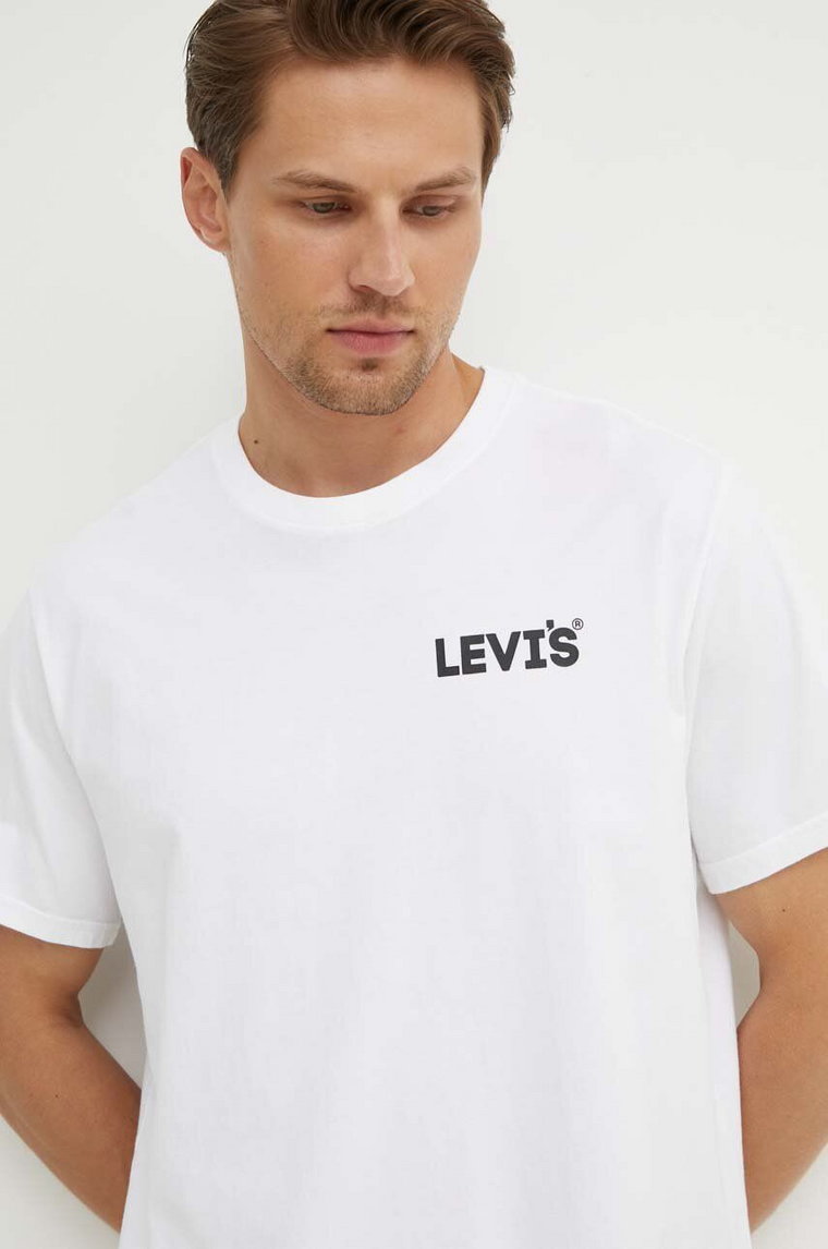 Levi's t-shirt bawełniany męski kolor biały z nadrukiem