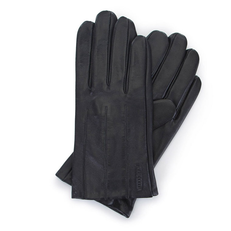 Męskie rękawiczki z gładkiej skóry czarne