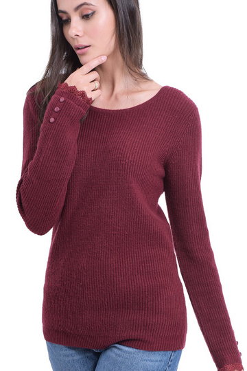 WILLIAM DE FAYE Sweter z kaszmirem i jedwabiem - Bordowy - Kobieta - XL (XL)