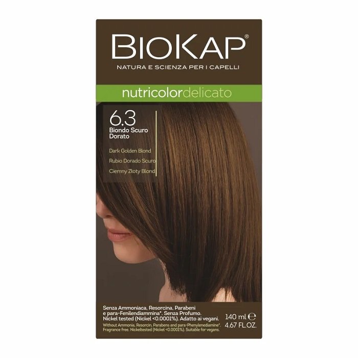 Biokap Nutricolor Delicato Farba do włosów, 6.3 Ciemny Złoty Blond