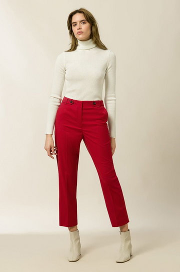 Ivy Oak Spodnie damskie kolor czerwony proste high waist
