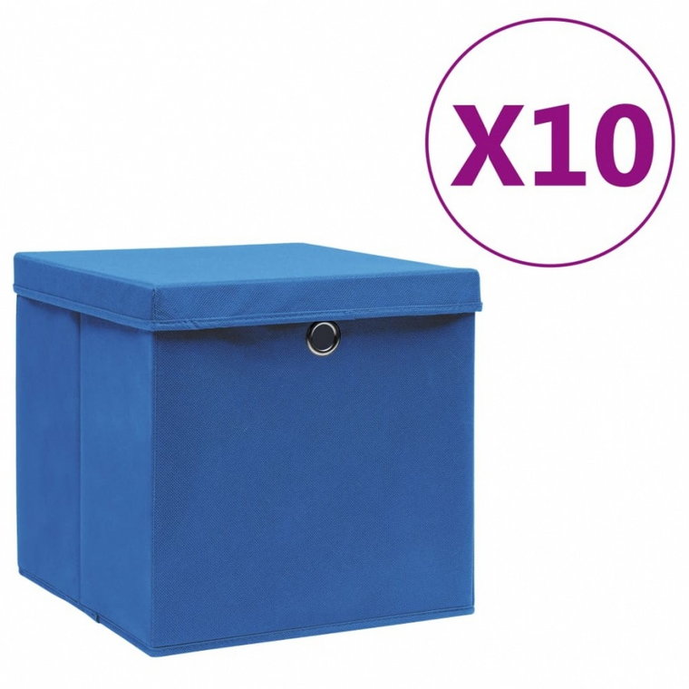 Pudełka z pokrywami, 10 szt., 28x28x28 cm, niebieskie kod: V-325198