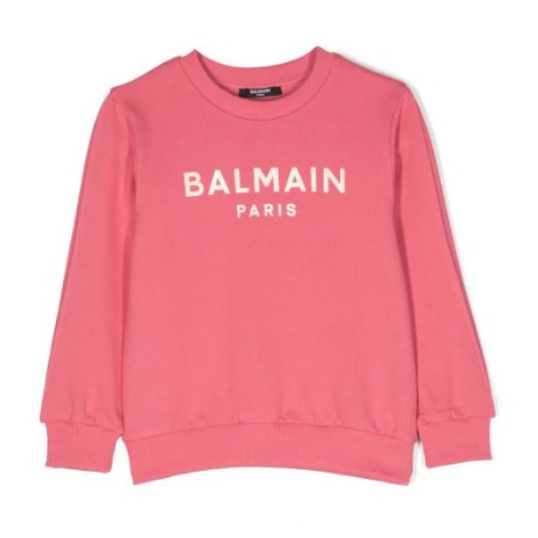 Różowy Junior Bawełniany Sweter dla Dziewczynek Balmain