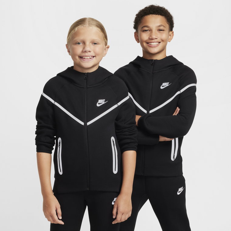 Bluza z kapturem i zamkiem na całej długości o designie odbijającym światło dla dużych dzieci (chłopców) Nike Sportswear Tech Fleece - Zieleń