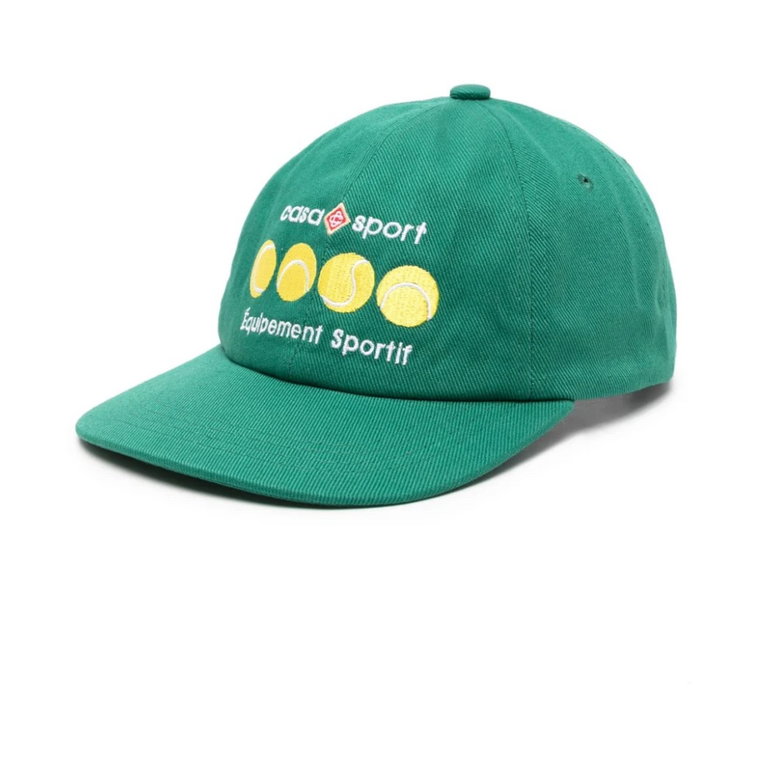 Zielona wyhaftowana czapka sportowa Casablanca