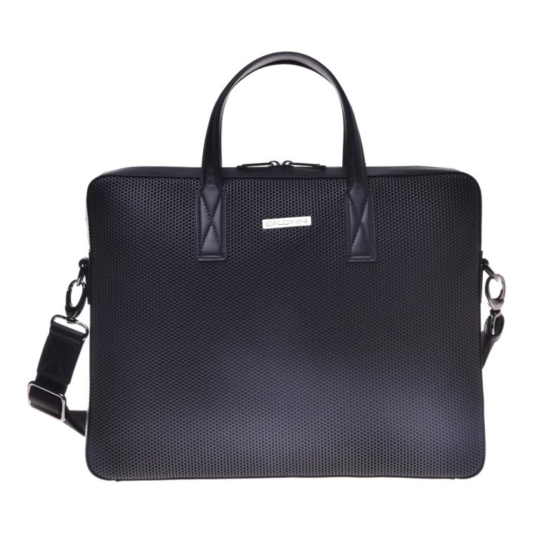 Professional bag in black speckled leather Baldinini