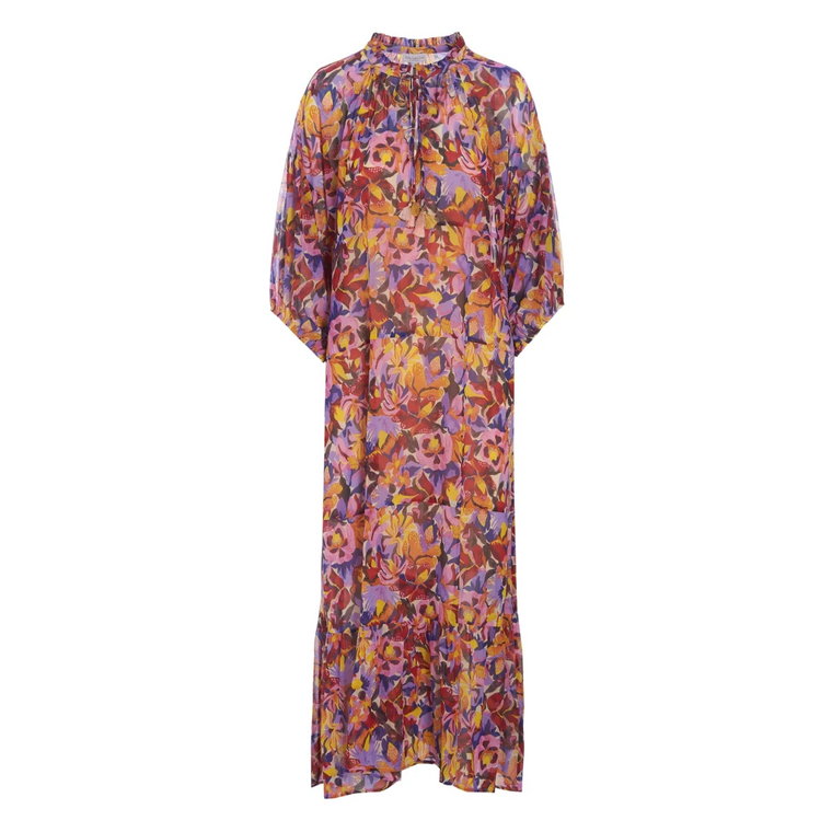 Luźna sukienka z kwiatowym wzorem z georgette Dea Kudibal