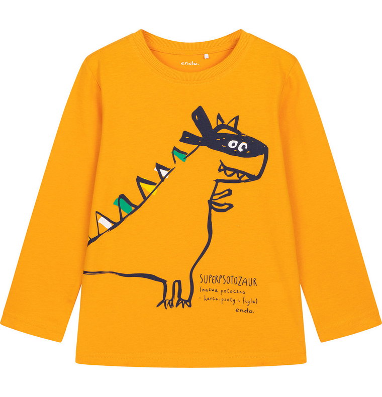 Koszulka T-Shirt Długi Rękaw  Chłopięca Dziecięca Z Dinozaurem 110 Endo