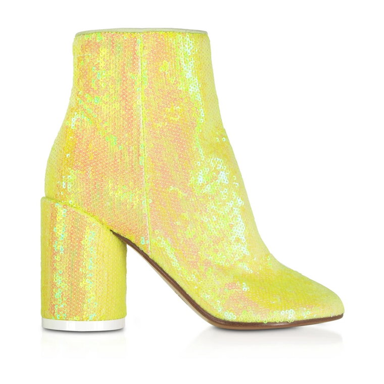 Blazing Yellow Sequins Suede Buty MM6 Maison Margiela